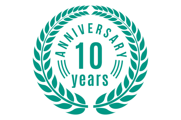 Anniversary Ten Years Label. Decorative Graphics