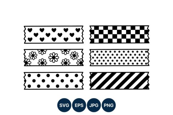 Black and White Decorative Tape Strips: Graphics for Modern Branding