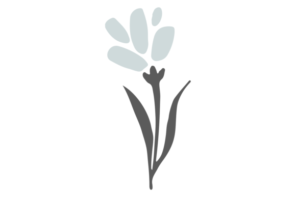 Blue Flower Print. Decorative Plant Orna