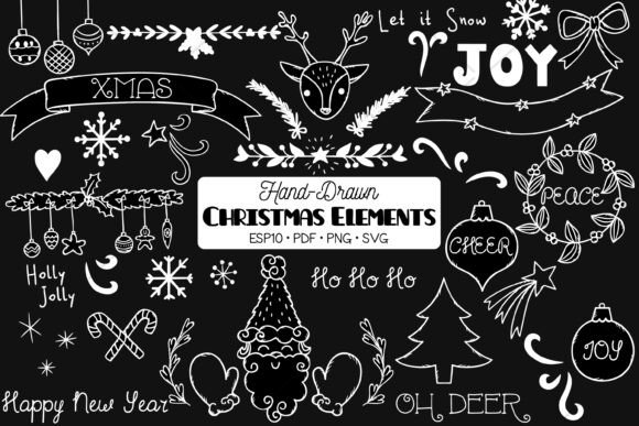 Christmas Decorative Elements White Graphics and Illustrations