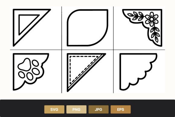 Decorative Black White Corner Borders: Graphics & Illustrations