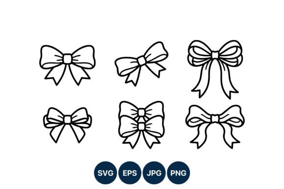 Decorative Bow Ribbon Line Art Vector