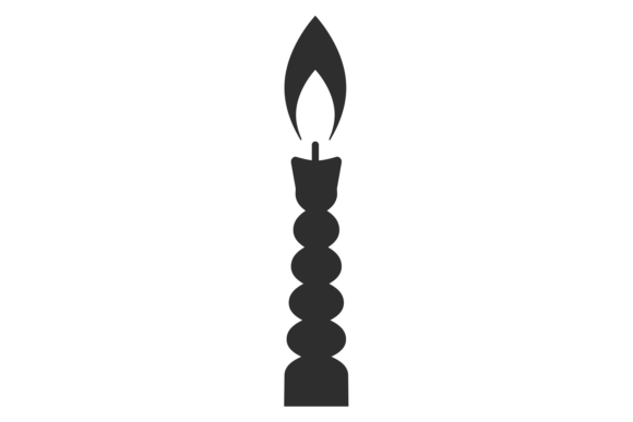Decorative Candle Icon. Black Silhouette Graphics