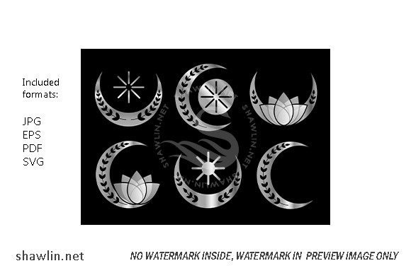Decorative Crescent Moons Silver Graphics