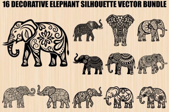 Decorative Elephant SVG Bundle: Graphics for Editorial Excellence