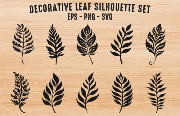 Decorative Leaf Silhouettes Vector Set: Graphics for Creative Selling