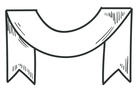 Decorative Ribbon Doodle. Hand Drawn Ban Graphics