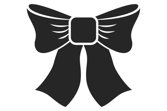 Decorative Ribbon Knot Icon. Black Bow S