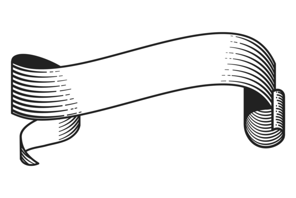 Decorative Ribbon Scroll. Vinatge Engrav
