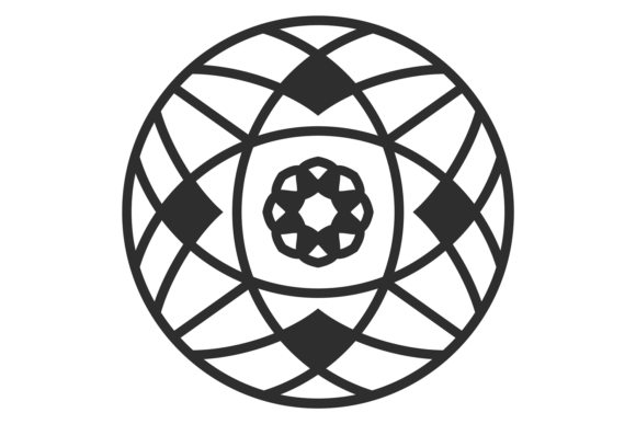 Decorative Round Ornament in Vintage Chi Graphics
