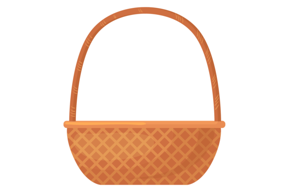 Empty Straw Basket. Decorative Rural Car Graphics
