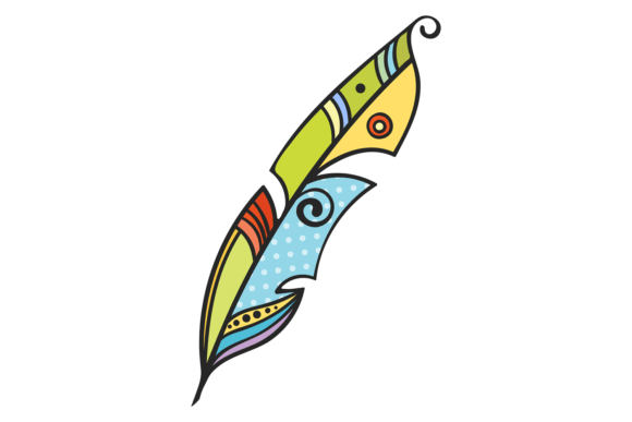 Feather Color Sketch. Decorative Indian Graphics