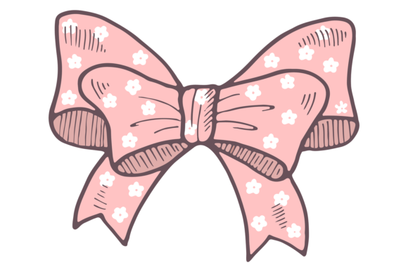 Pink Polka Dot Bow. Decorative Color Ele