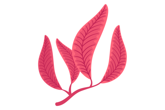 Red Leaves Branch. Decorative Botany. Graphics