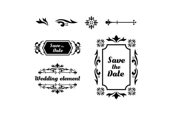 Set of Decorative Vintage Wedding Set Graphics