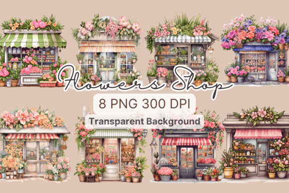 Watercolor Flowers Shop Decorative Plant: Graphics for Branding