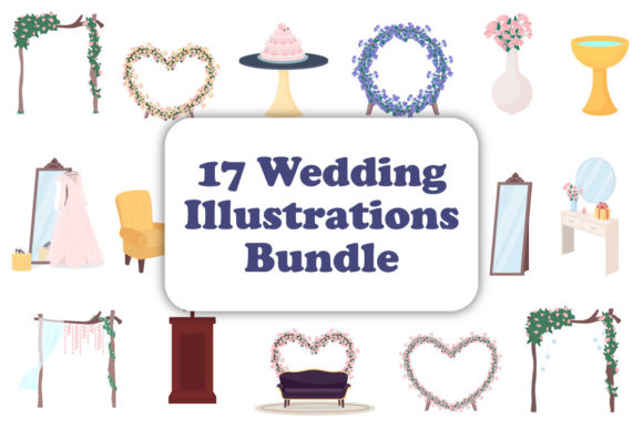 Wedding Decorative Objects Illustrations